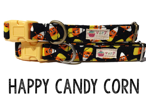Halloween Dog Collar Candy Corn HANDMADE Organic Cotton
