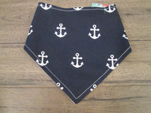 Load image into Gallery viewer, Nautical Navy Blue w/Anchor – Snap On Bandana