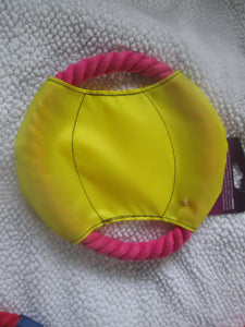 Dog Puppy Toy Rope Round Disc Ring Chew Pull Tug Play Red Yellow Blue Pink