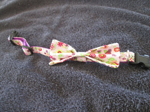 Puppy Dog Collar Girl Female Purple Pink Neck Bow Tie Flowers Floral Adjustable
