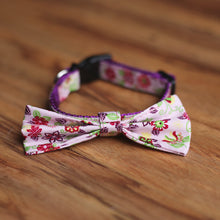 Load image into Gallery viewer, Puppy Dog Collar Girl Female Purple Pink Neck Bow Tie Flowers Floral Adjustable